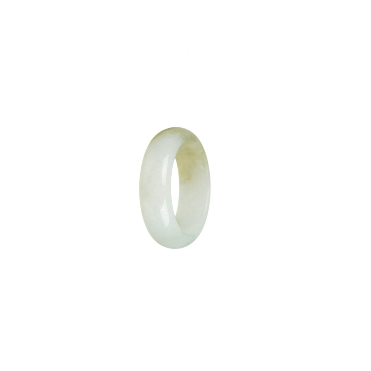Real White with Olive Jade Ring- Size N