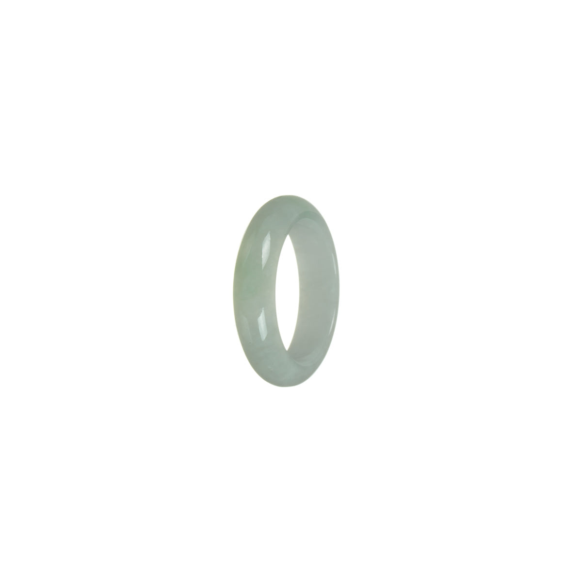 Certified White Burma Jade Ring - Size R 1/2