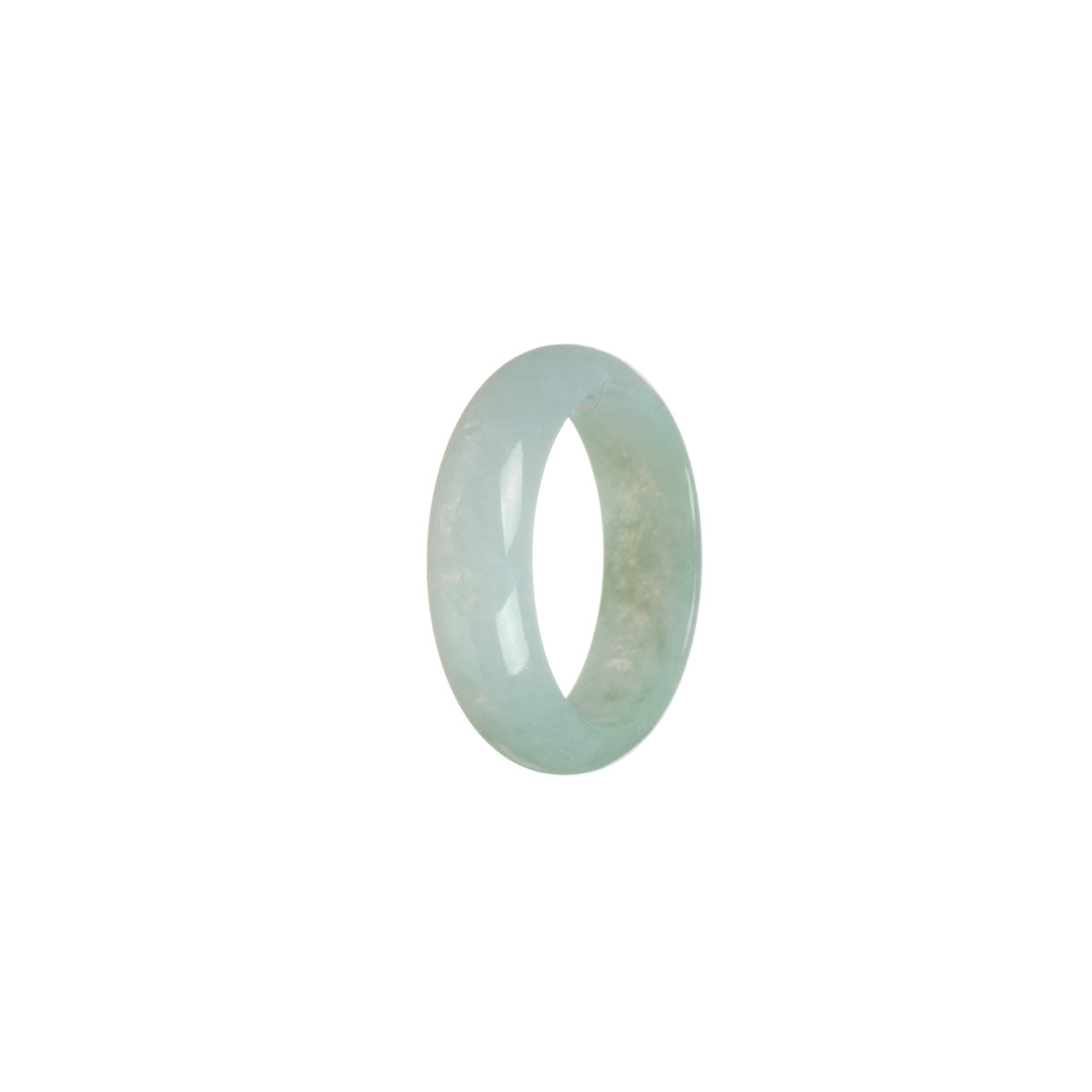 Authentic White with Pale green Jadeite Jade Ring- Size T 1/2