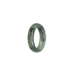 Genuine Green with dark Grey Jadeite Jade Band - Size S 1/2