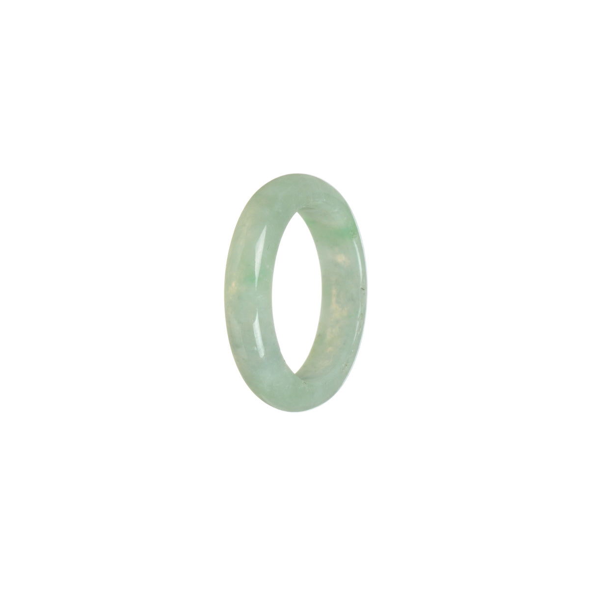 Real Icy White with Apple Green Burma Jade Ring - Size S