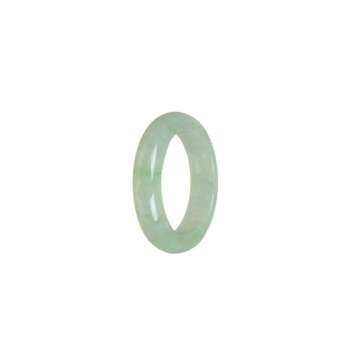 Real Icy White with Apple Green Burma Jade Ring - Size S