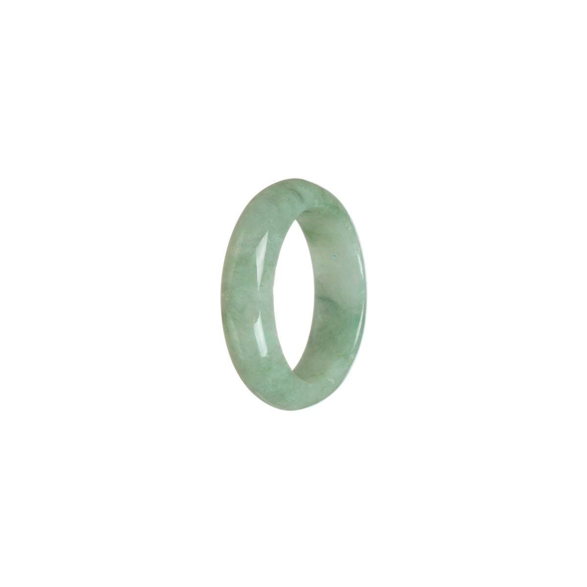 Certified Green Hua Pattern Burma Jade Band - Size R