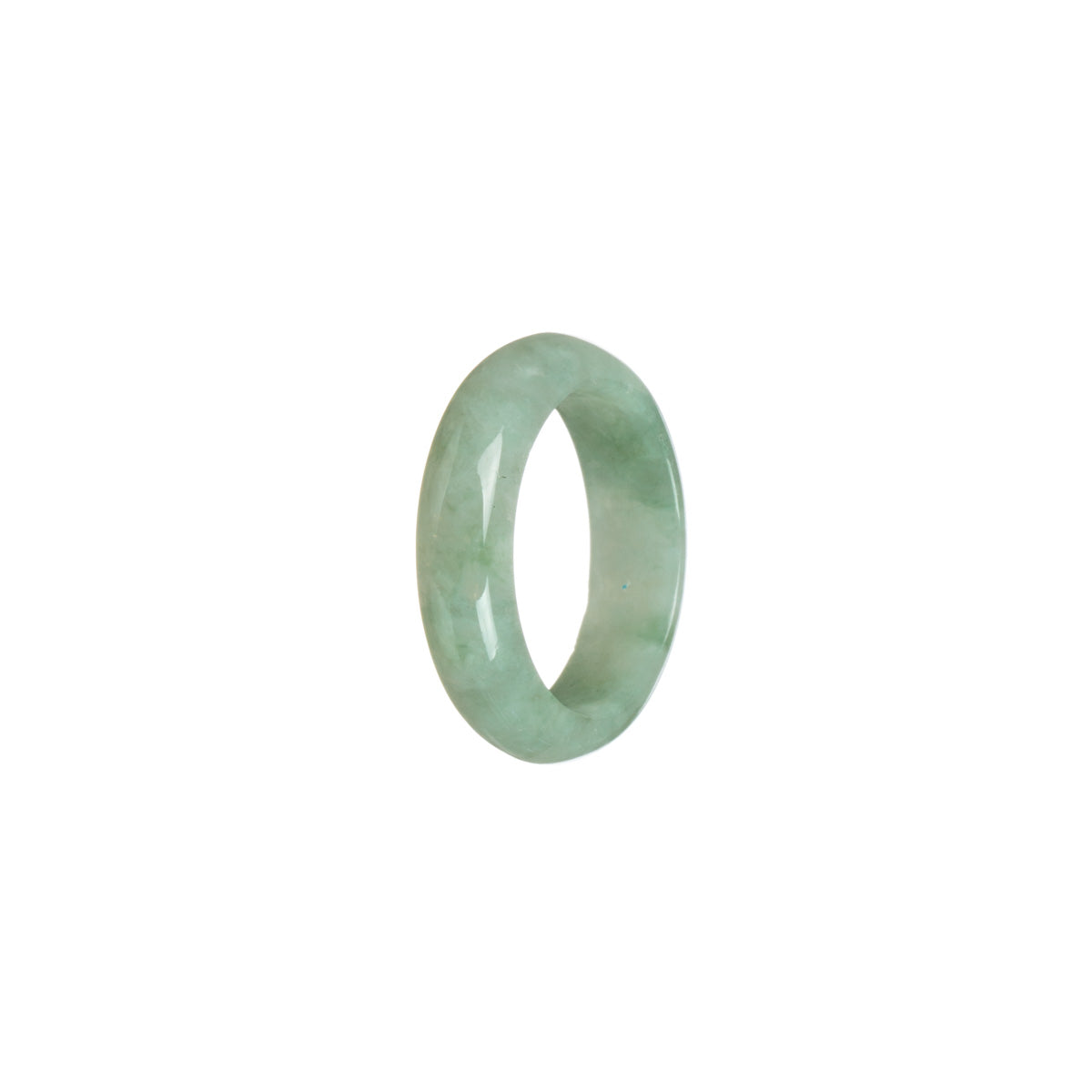 Certified Green Hua Pattern Burma Jade Band - Size R