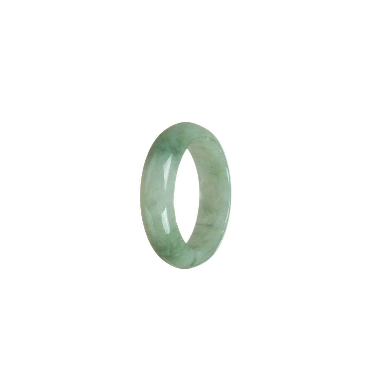 Certified Green Hua Pattern Burma Jade Band - Size R