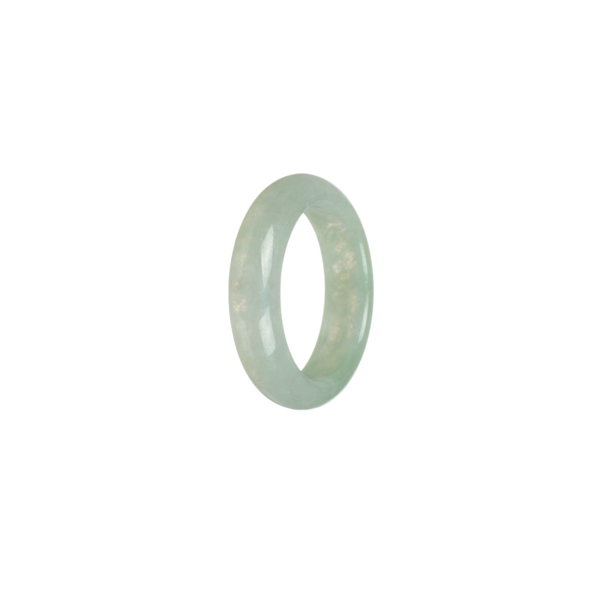 Real White with light green Jadeite Jade Band - Size S 1/2