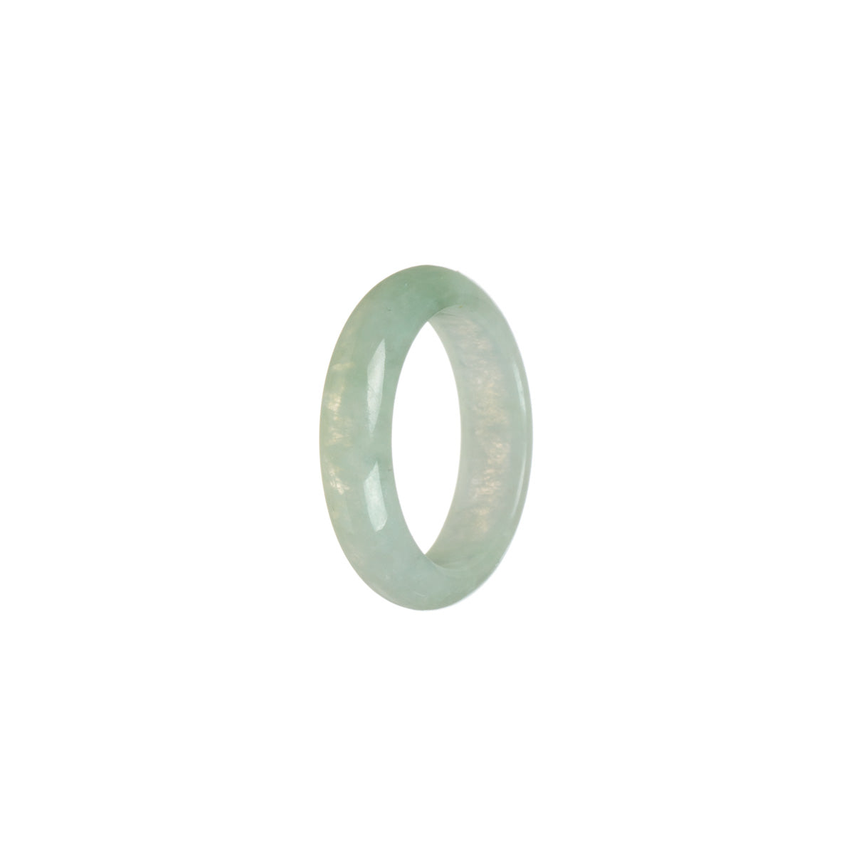 Real White with light green Jadeite Jade Band - Size S 1/2