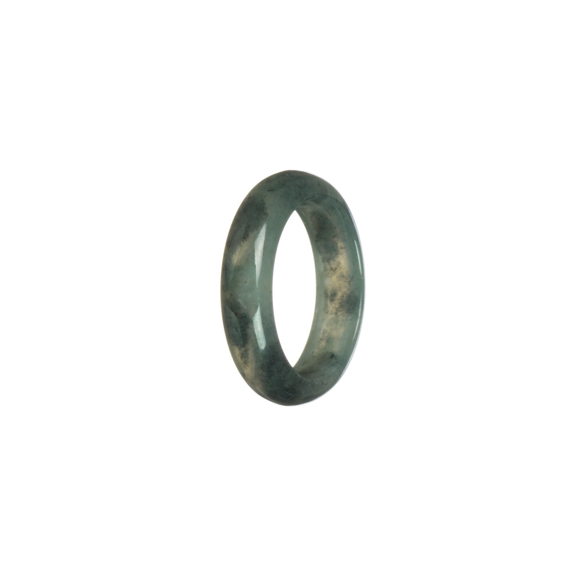 Genuine Olive Green with dark Grey Burma Jade Ring- Size S