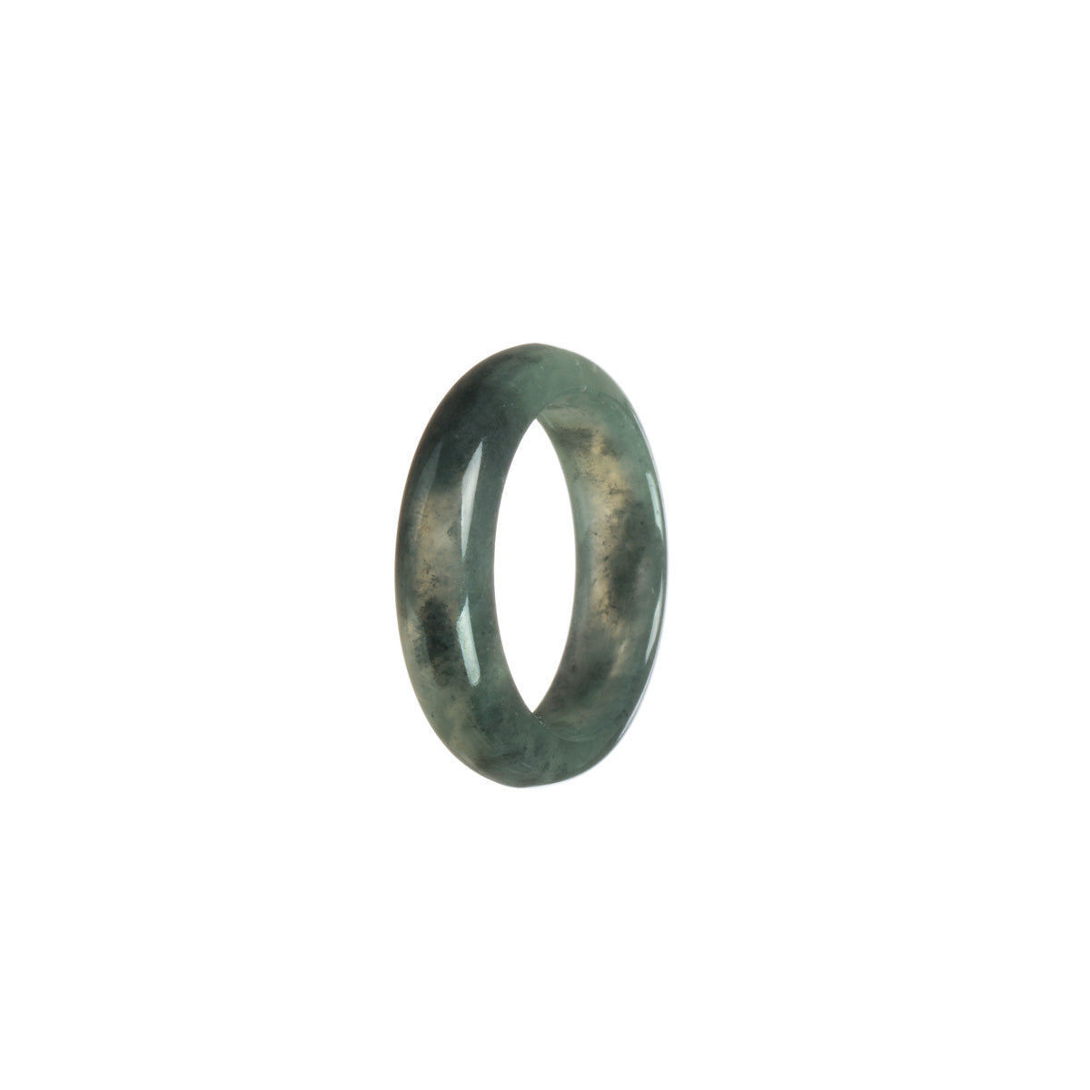 Genuine Olive Green with dark Grey Burma Jade Ring- Size S