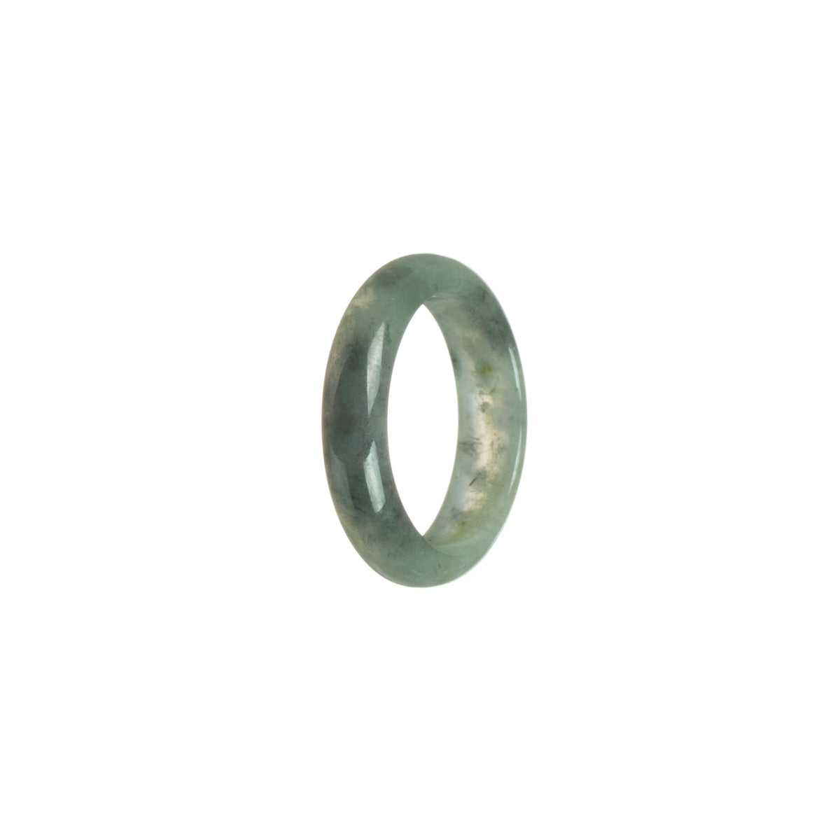 Genuine Olive green with Dark Grey Jadeite Jade Band - Size T