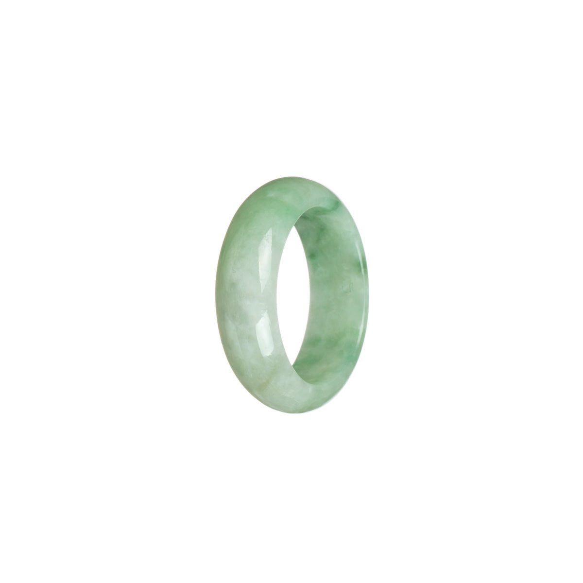 Genuine Apple Green and White Jadeite Jade Band - Size S 1/2