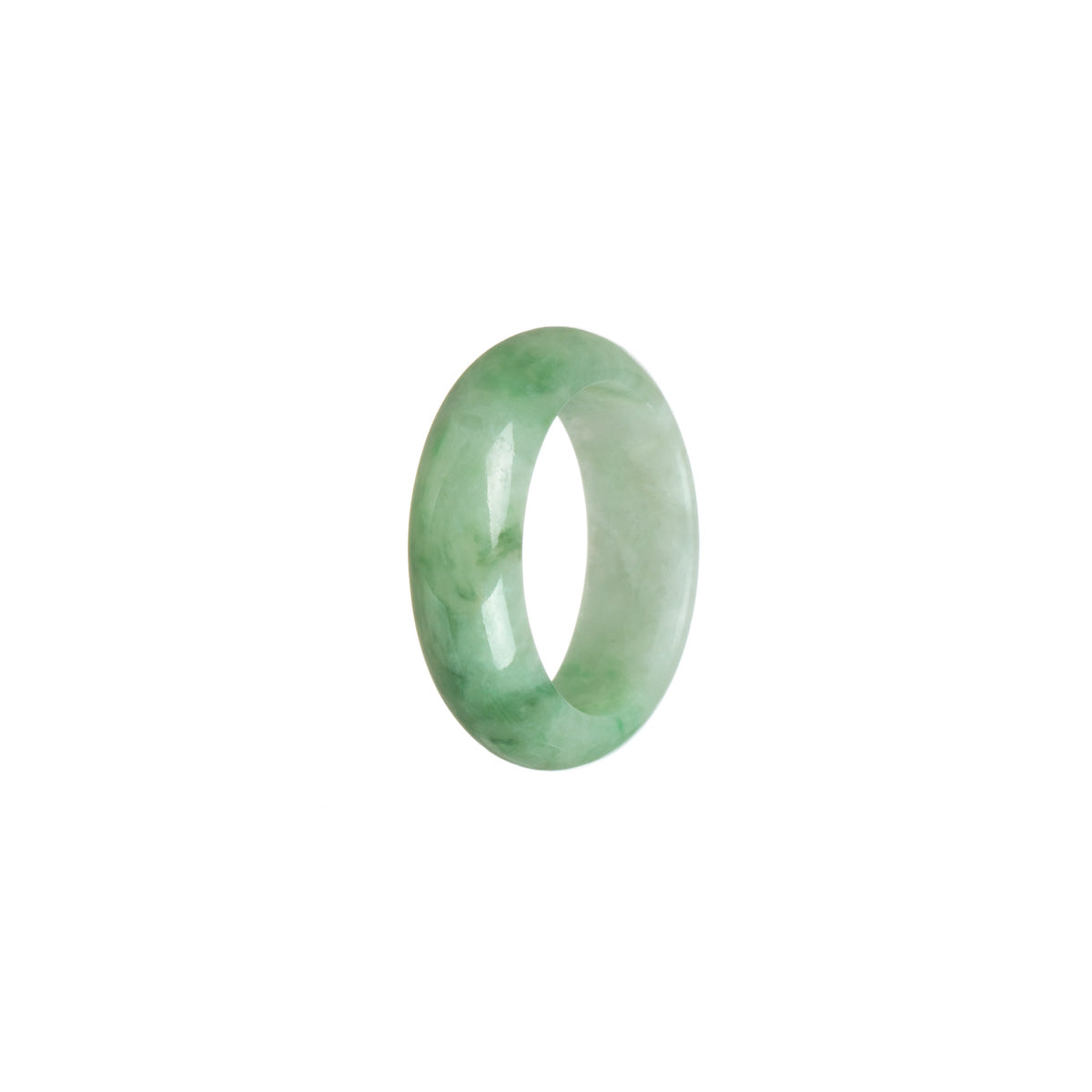 Genuine Apple Green and White Jadeite Jade Band - Size S 1/2