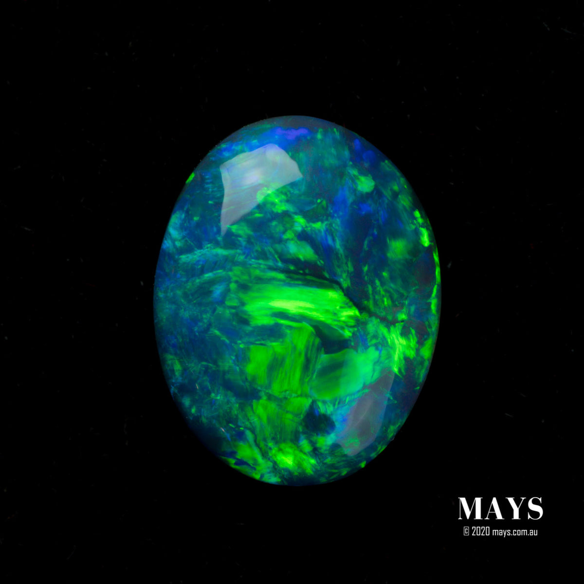 1.11ct Bright Green and Blue Solid Opal from Australia - MAYS