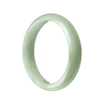 A beautiful light green Burma jade bangle bracelet with a half moon shape, made from high-quality grade A jade. Perfect for adding a touch of elegance to any outfit.