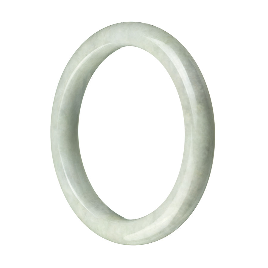 A pale green jade bangle bracelet, crafted from genuine Grade A jade, featuring a semi-round shape. Perfect for adding a touch of elegance to any outfit.