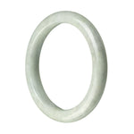 A pale green jade bangle bracelet, crafted from genuine Grade A jade, featuring a semi-round shape. Perfect for adding a touch of elegance to any outfit.