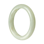A pale green jade bangle bracelet with a semi-round shape, measuring 59mm. This bracelet is certified as Type A jade and is made by MAYS™.