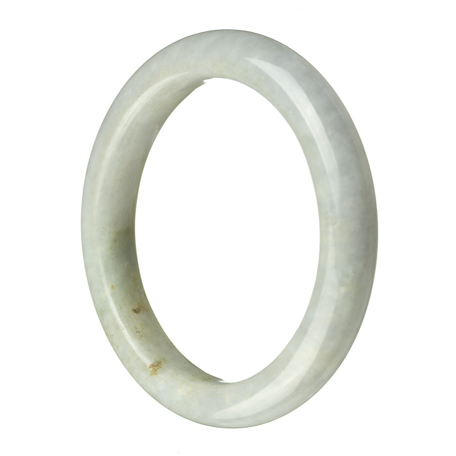 A beautiful white Burma jade bangle bracelet with a semi-round shape, measuring 62mm. Perfect for adding an elegant touch to any outfit.