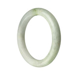 A close-up photo of a pale green jade bracelet with a semi-round shape, measuring 56mm. The bracelet is certified as Type A jade and is part of the MAYS™ collection.