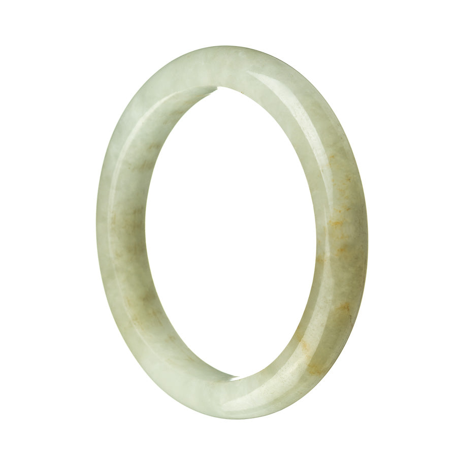 A close-up photo of a green jade bracelet with a semi-round shape, measuring 59mm. The bracelet is made with genuine Grade A traditional jade and is from the MAYS™ brand.