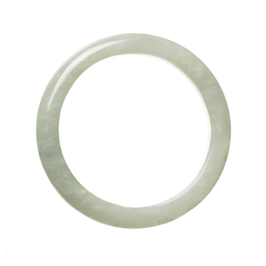 A semi-round, pale green traditional jade bangle, 63mm in size, with genuine Type A quality. Designed by MAYS™.