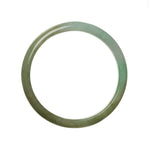 A stunning Burma jade bangle bracelet with a half-moon design, showcasing its genuine green and brownish-green hues.