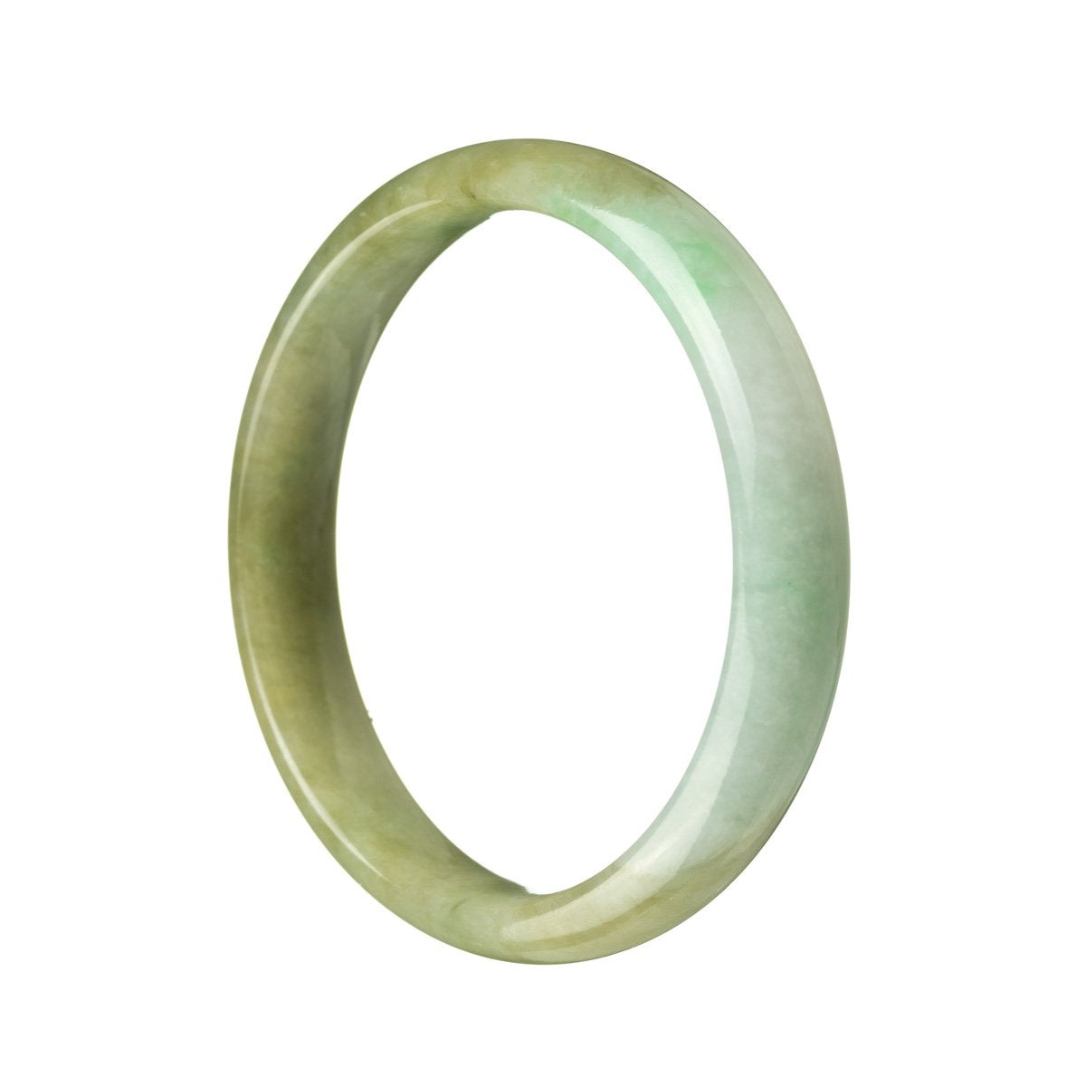A half moon-shaped real grade A green traditional jade bangle in a beautiful brownish green color. Perfect for adding a touch of elegance and style to any outfit.