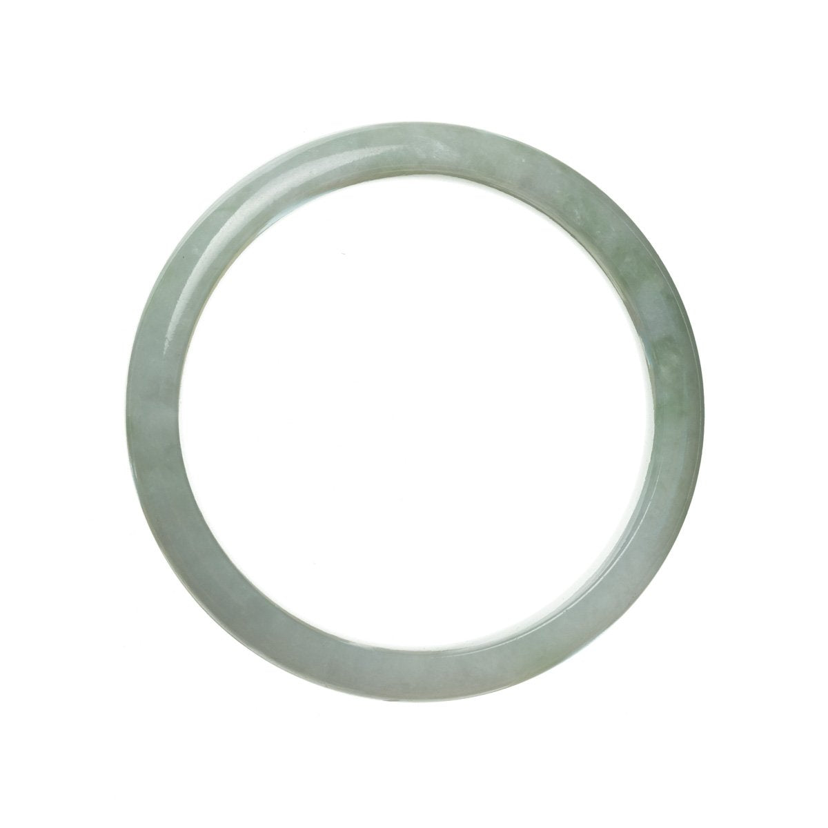 An elegant pale green lavender jade bangle bracelet in a half moon shape, crafted with authentic Grade A jade.