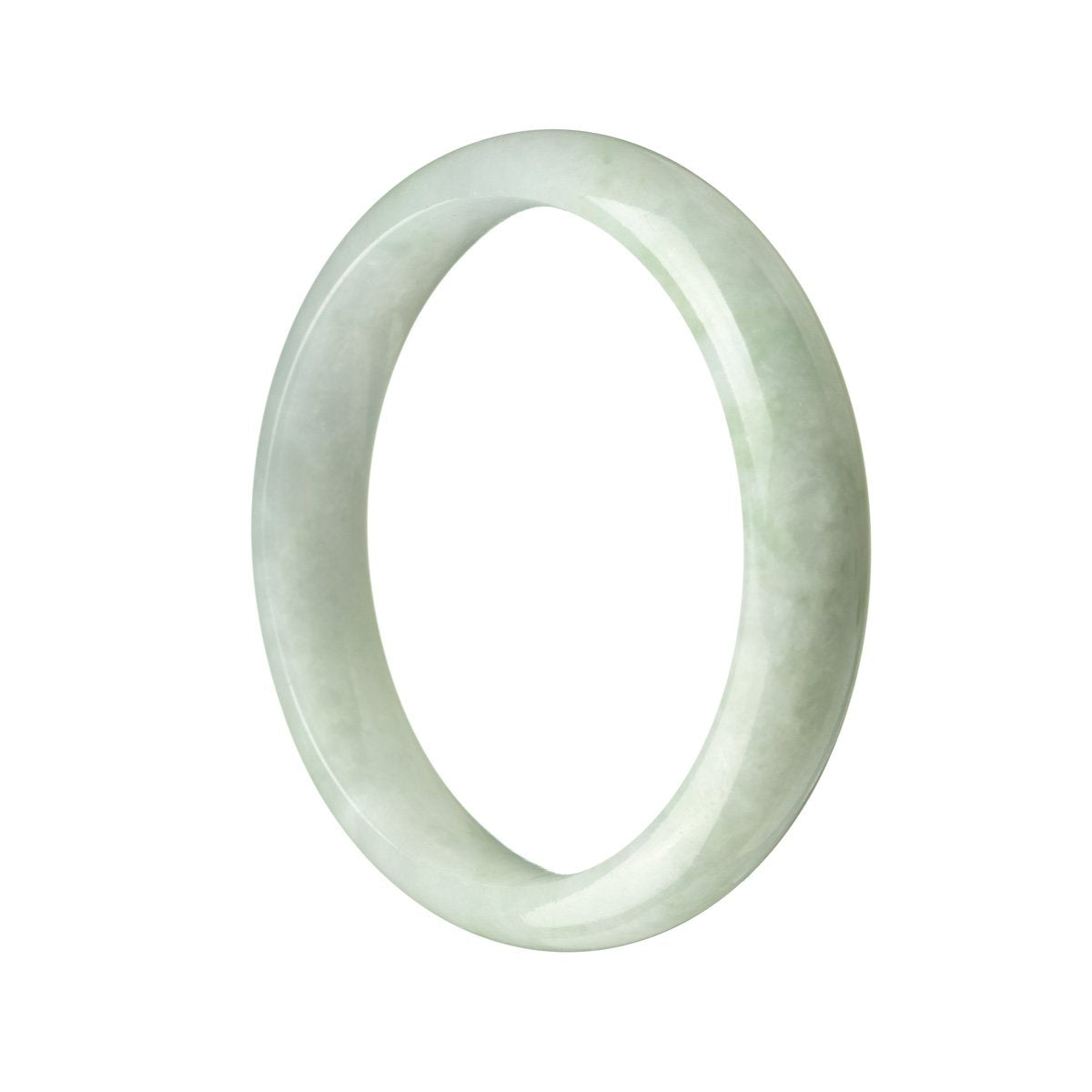 A pale green lavender jade bangle with a 57mm half moon shape.
