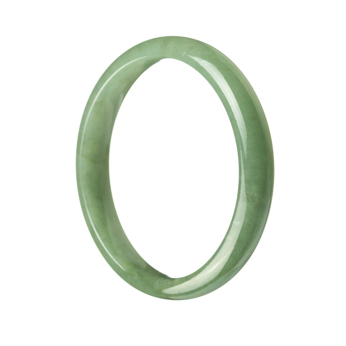 A beautiful, genuine jade bangle in a vibrant shade of green, with a semi-round shape and a diameter of 59mm. Perfect for adding a touch of elegance and sophistication to any outfit.