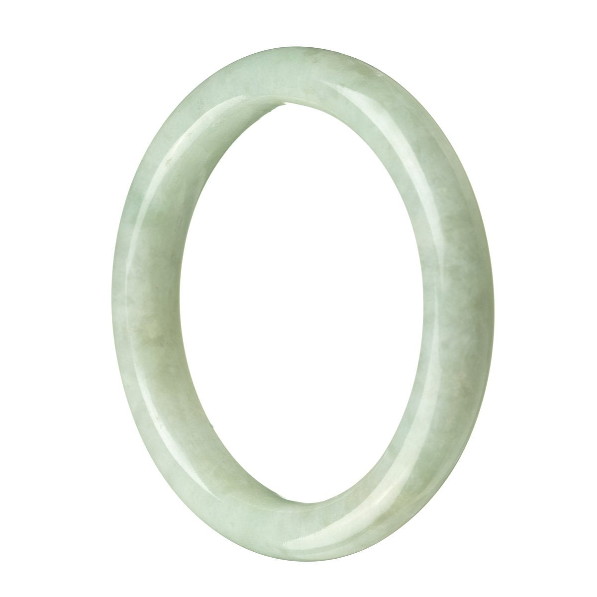 A light green jadeite bracelet with a round shape, measuring 63mm.