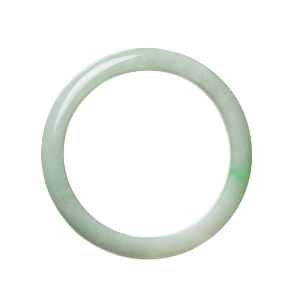 A light green Burma jade bangle with a round shape, measuring 64mm in diameter.