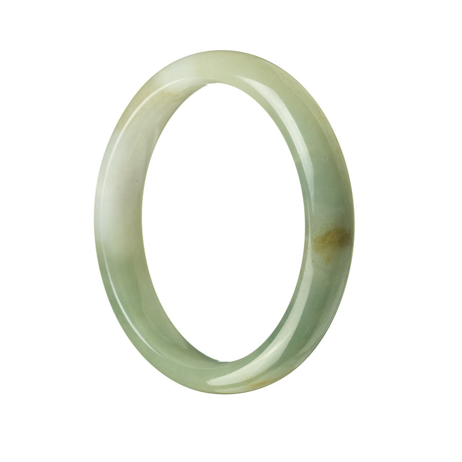 A beautiful half moon-shaped green jadeite jade bangle, made from genuine Grade A jade. Perfect for adding a touch of elegance and natural beauty to any outfit.