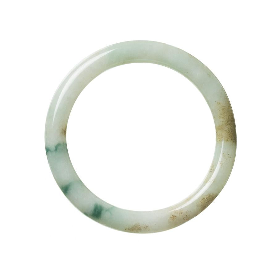 A round jade bangle made from real Type A Green Brown Mix Burmese jade, measuring 63mm in diameter.
