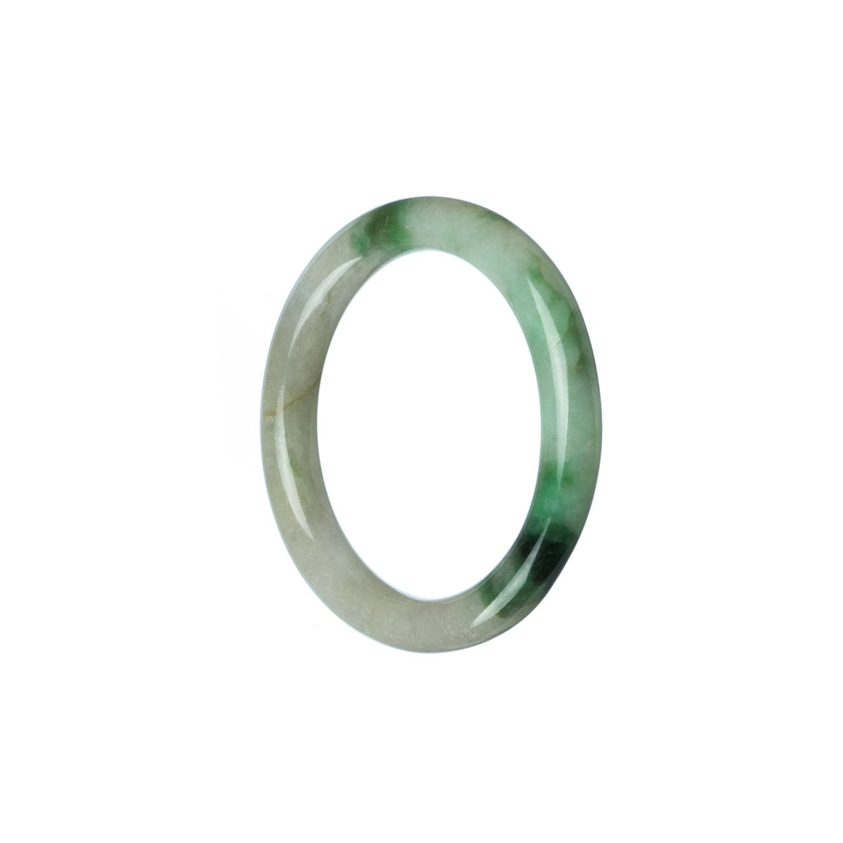 An exquisite green and white jadeite bangle, specifically designed for children.