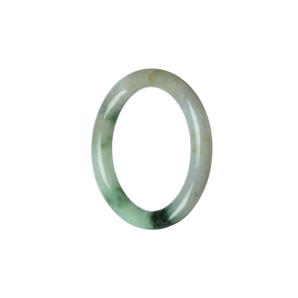 Authentic Type A Green White Jadeite Bangle - Child Round