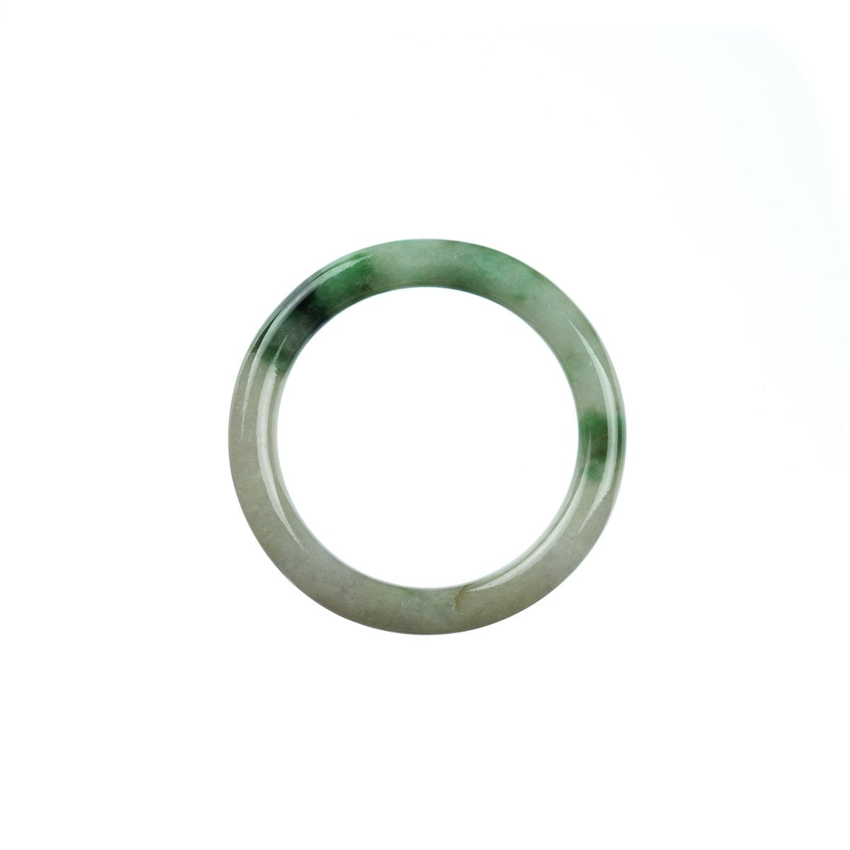 Authentic Type A Green White Jadeite Bangle - Child Round