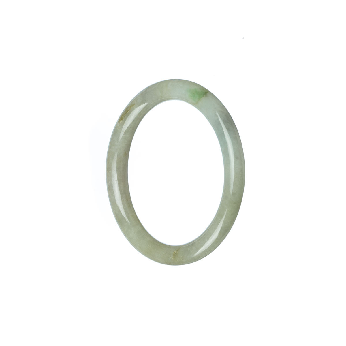 A round child-sized bracelet made of authentic natural green and white jade.