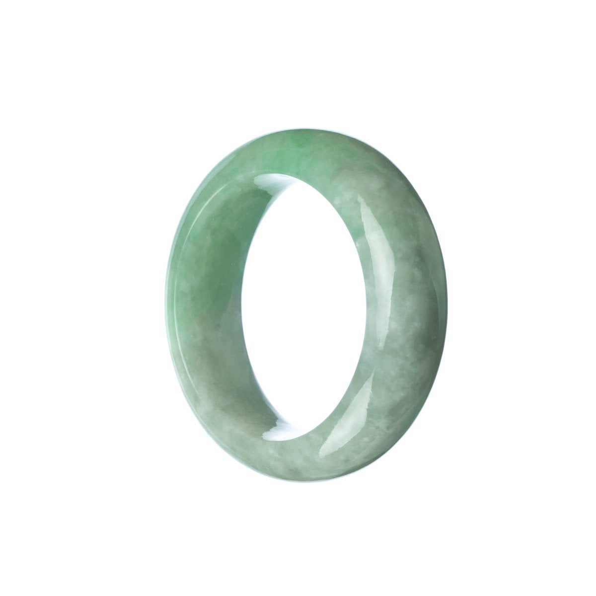 A half-moon-shaped green jade bracelet for children, featuring authentic and natural traditional jade.