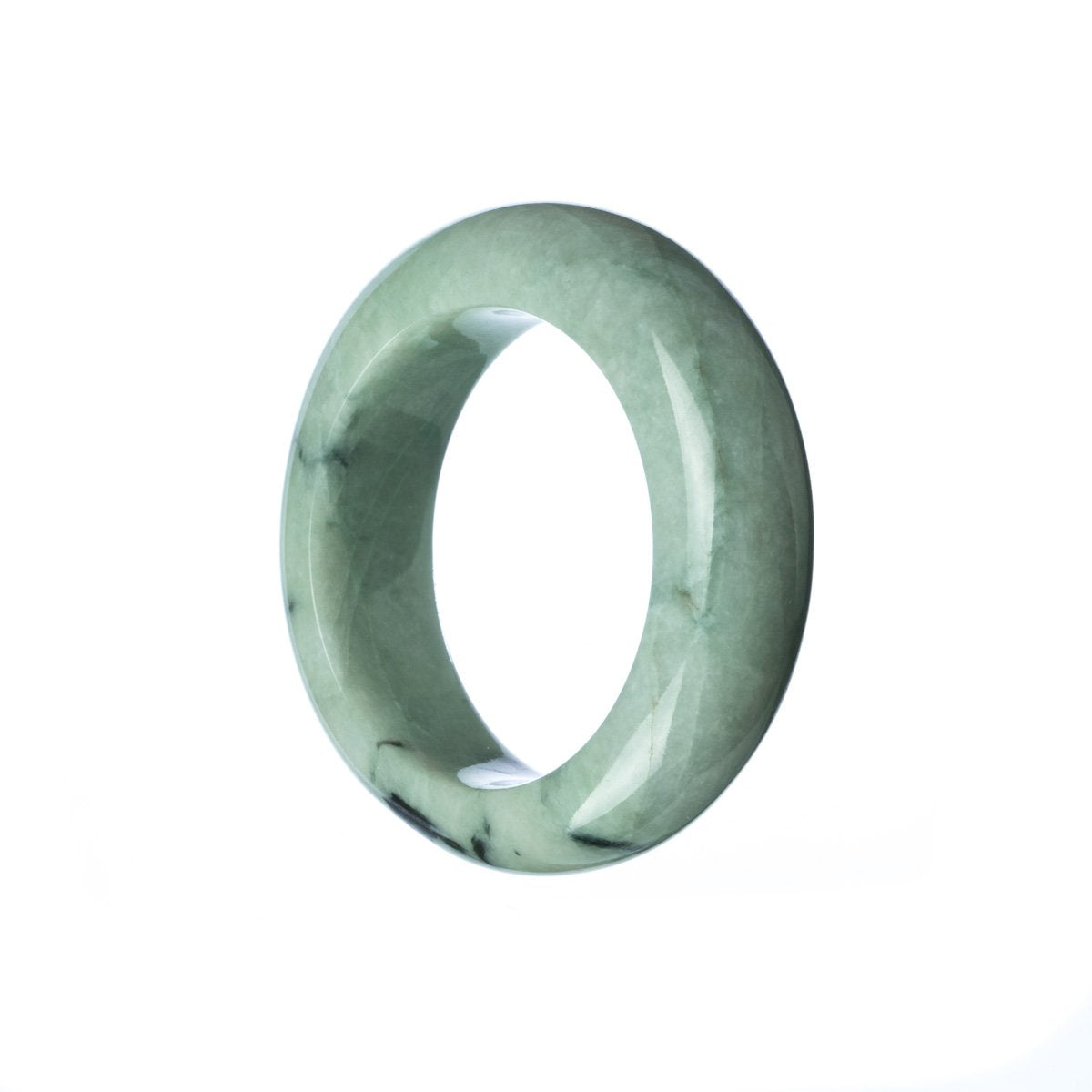A small, semi-round green jade bangle designed for children, crafted from genuine Type A jade. Perfect for adding a touch of elegance to any outfit.