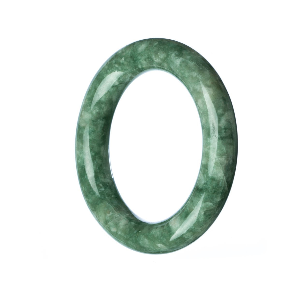 A round, 52mm genuine Grade A green jadeite jade bangle from MAYS.