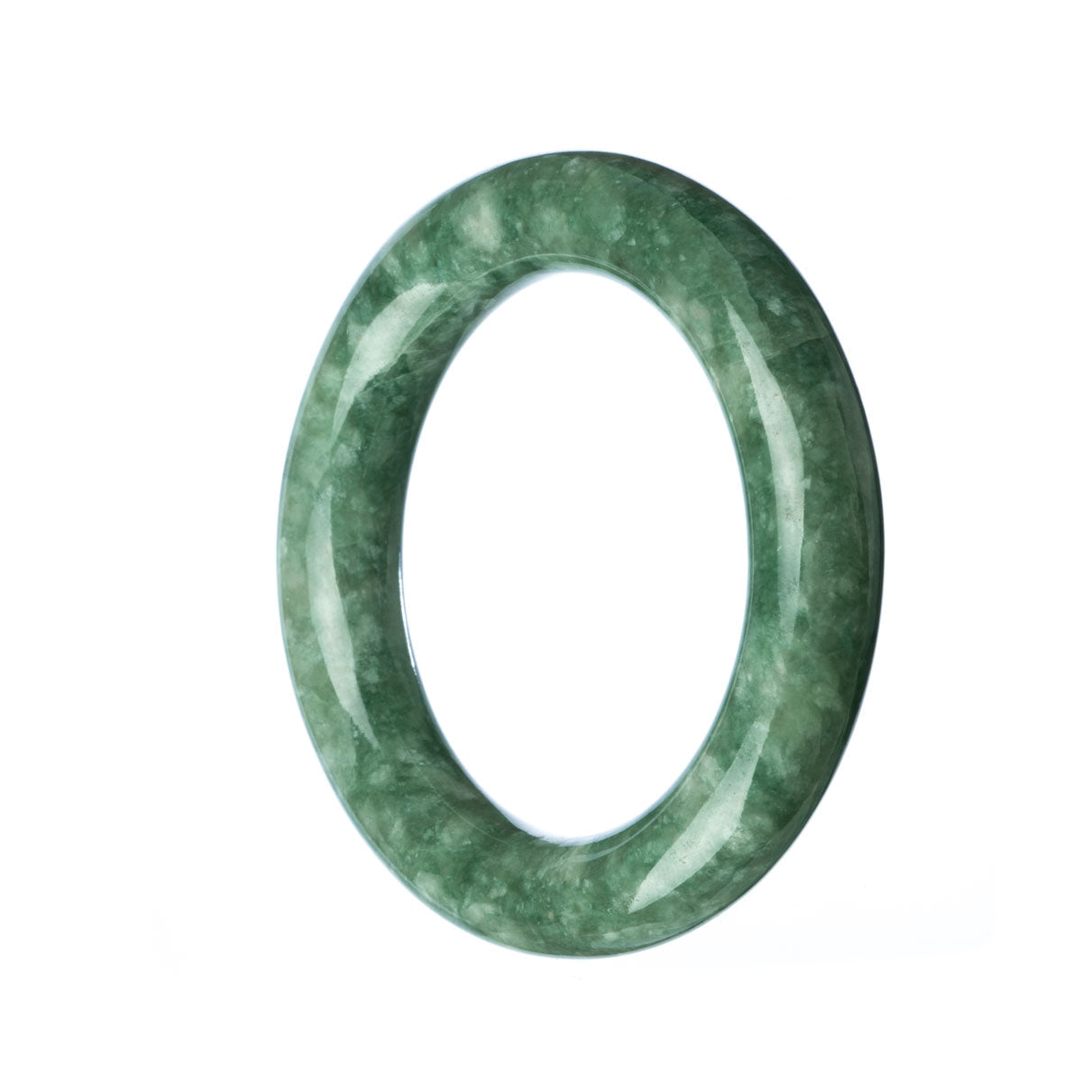 A round, untreated green jadeite bangle with a diameter of 52mm, crafted by MAYS™.