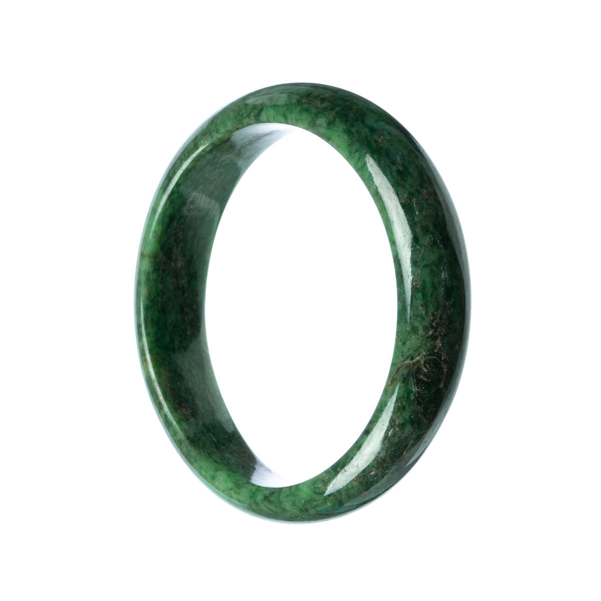A beautiful half-moon shaped green jadeite bracelet, made from real natural jade.