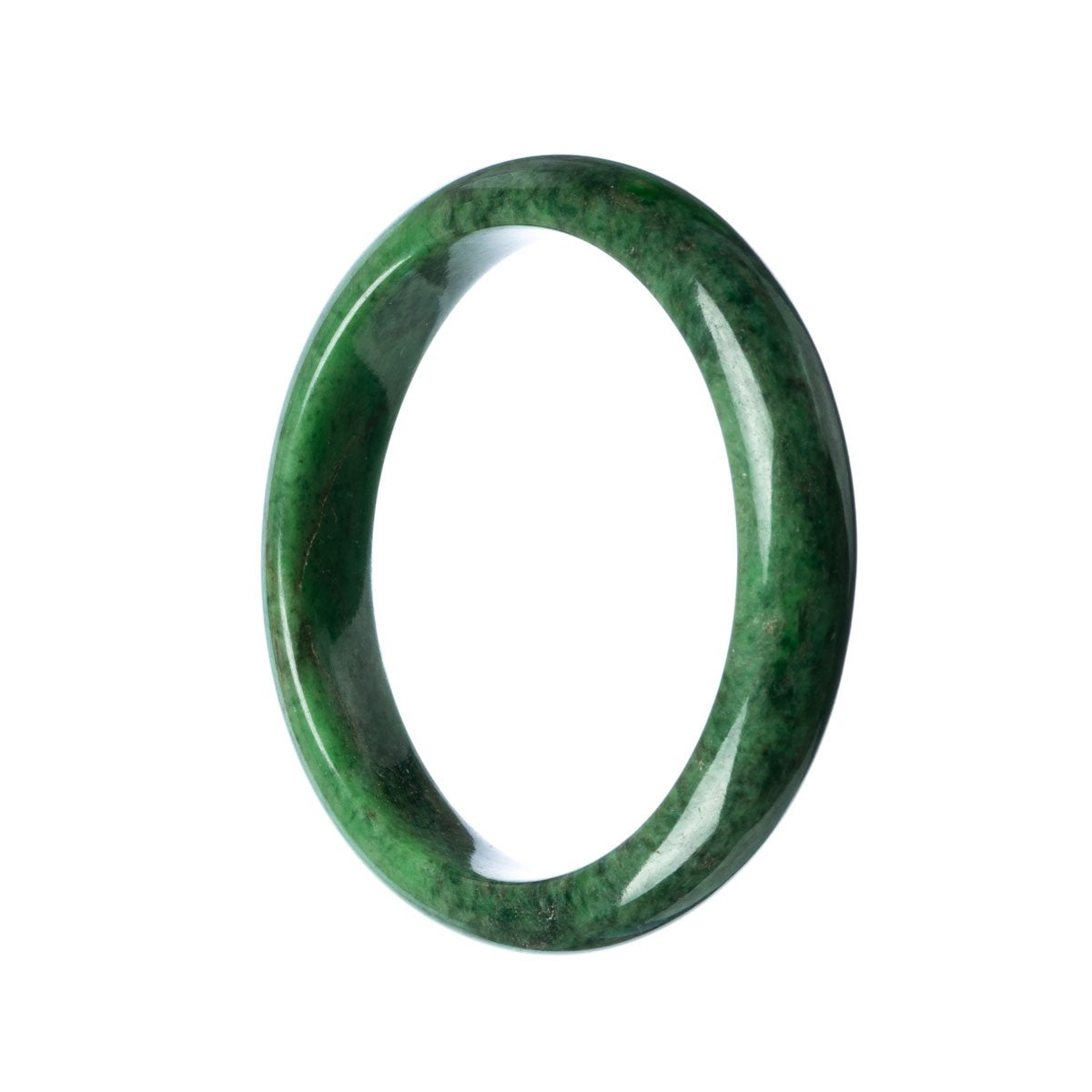 A beautiful half moon-shaped green jadeite bracelet, made from genuine Grade A jade.