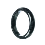 A black jade bracelet with a half moon design, showcasing the natural beauty of real black jade.