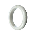 A close-up of a genuine Type A White Jadeite Jade Bracelet with a 58mm half moon shape, sold by MAYS GEMS.