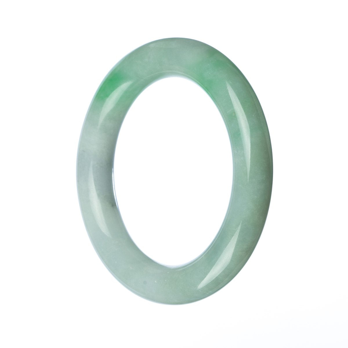 A round, 58mm genuine Type A green jadeite jade bangle bracelet from MAYS™.