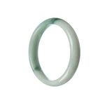 A close-up image of a beautiful white jadeite bracelet with a half moon shape, crafted from genuine Grade A jadeite. Perfect for adding elegance and style to any outfit.