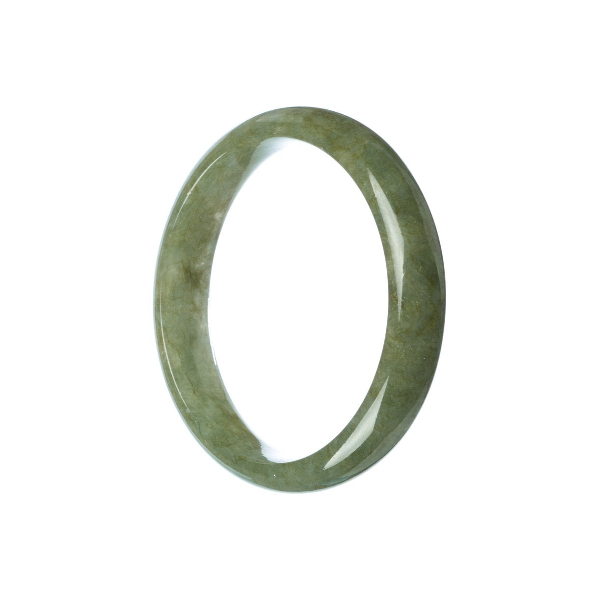A high-quality green jadeite bracelet with a 57mm half-moon design.