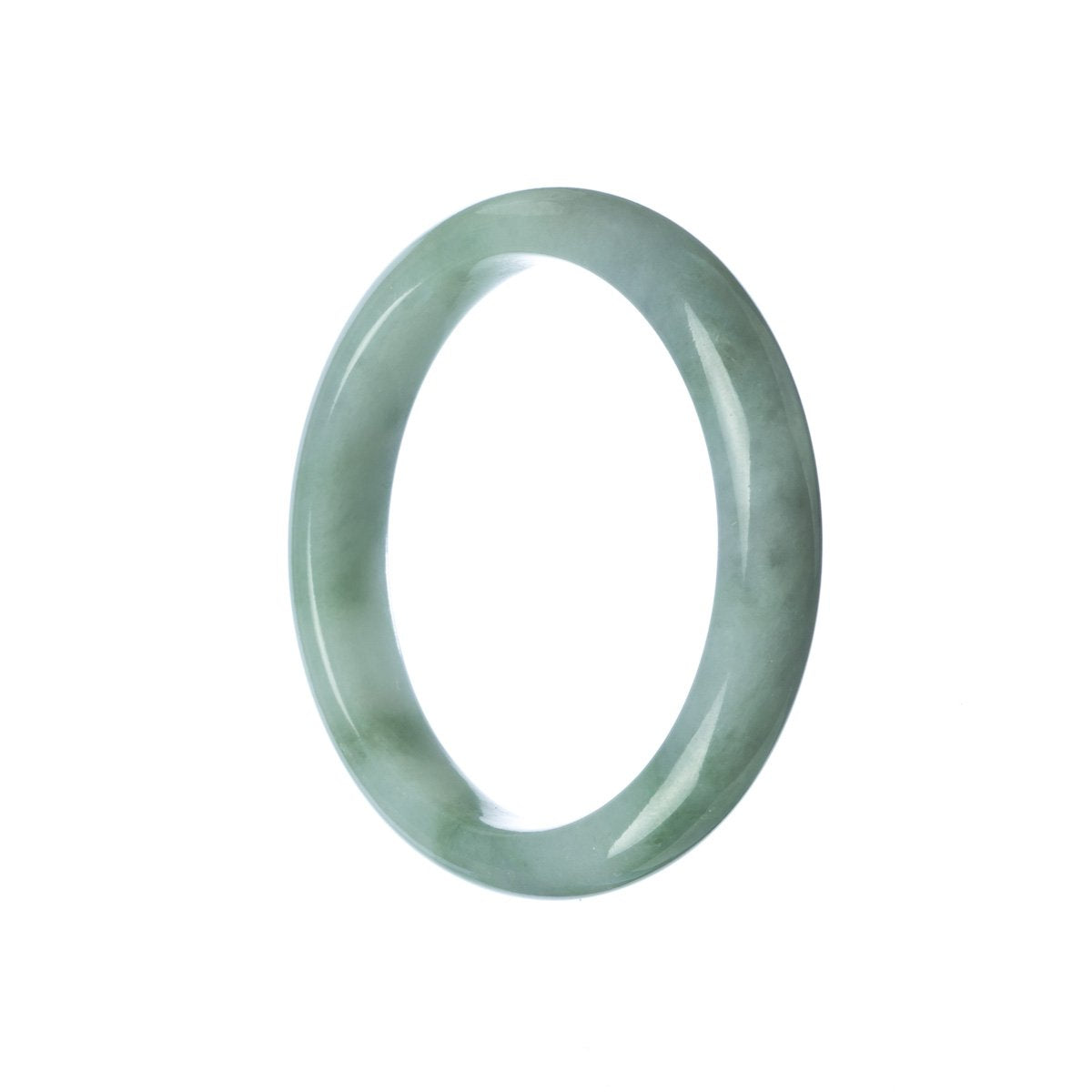 A grey traditional jade bracelet with a half moon design, measuring 55mm, certified as untreated. Made by MAYS™.